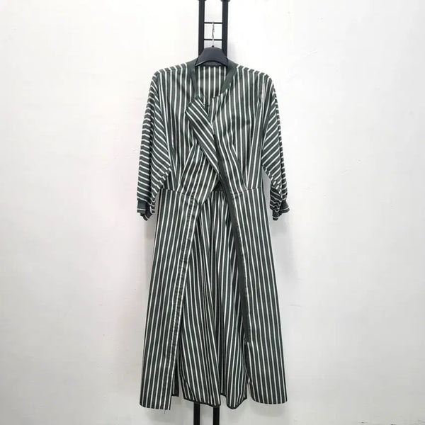 [BUNJANG] TIME Striped Wrap Midi Dress / 정품 타임 TIME 스트라이프 랩 원피스