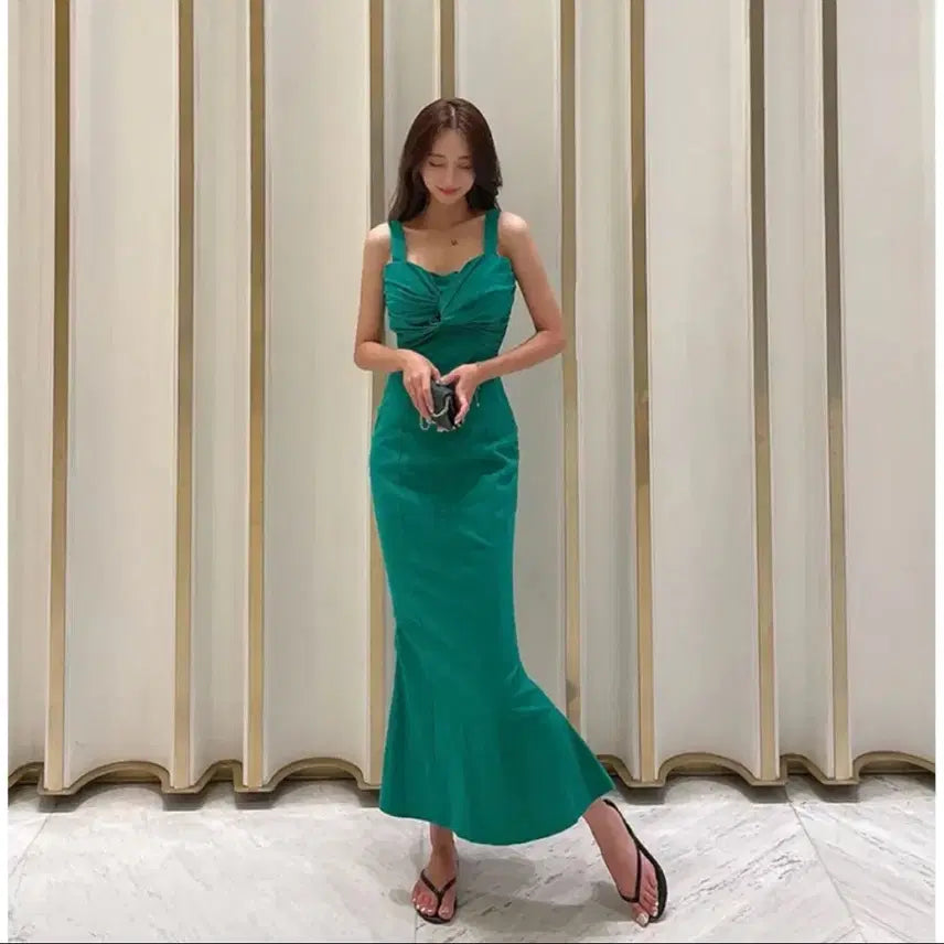 [BUNJANG] Bustier Mermaid Long Dress Black / 블랙 뷔스티에 머메이드 원피스