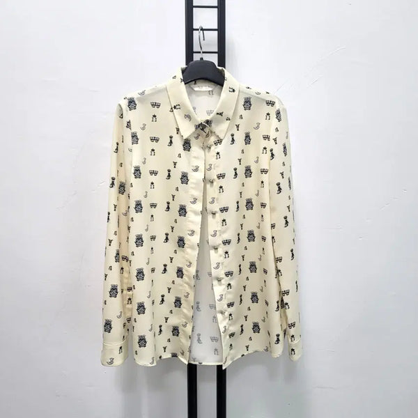 [BUNJANG] SJSJ Long-Sleeve Ivory Blouse / 정품 에스제이에스제이 SJSJ 긴팔 셔츠 아이보리 블라우스