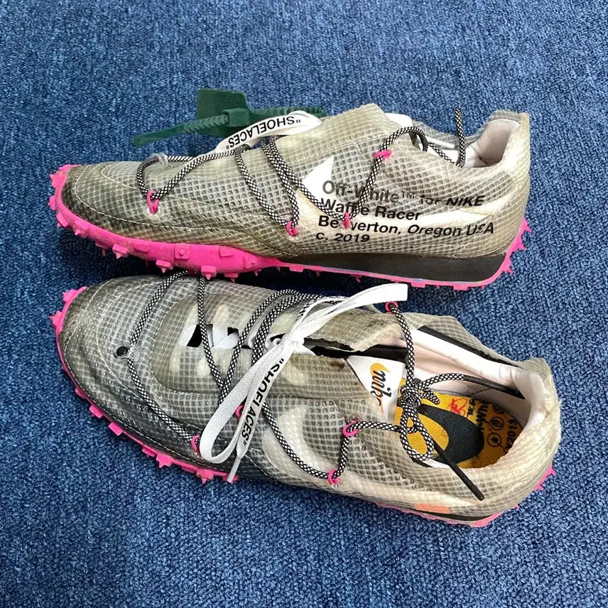 [BUNJANG] Nike Off-White Waffle Racer Black Pink - Women's 285 / 나이키 오프화이트 와플레이서 블랙 핑크 285