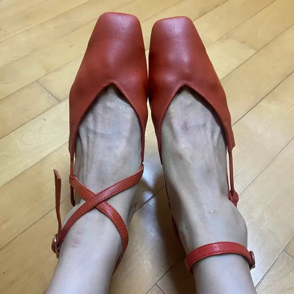 [BUNJANG] Zara Orange Strap Flat Shoes Size 36 / ZARA 오렌지색 스트랩 플랫슈즈 36(새상품)