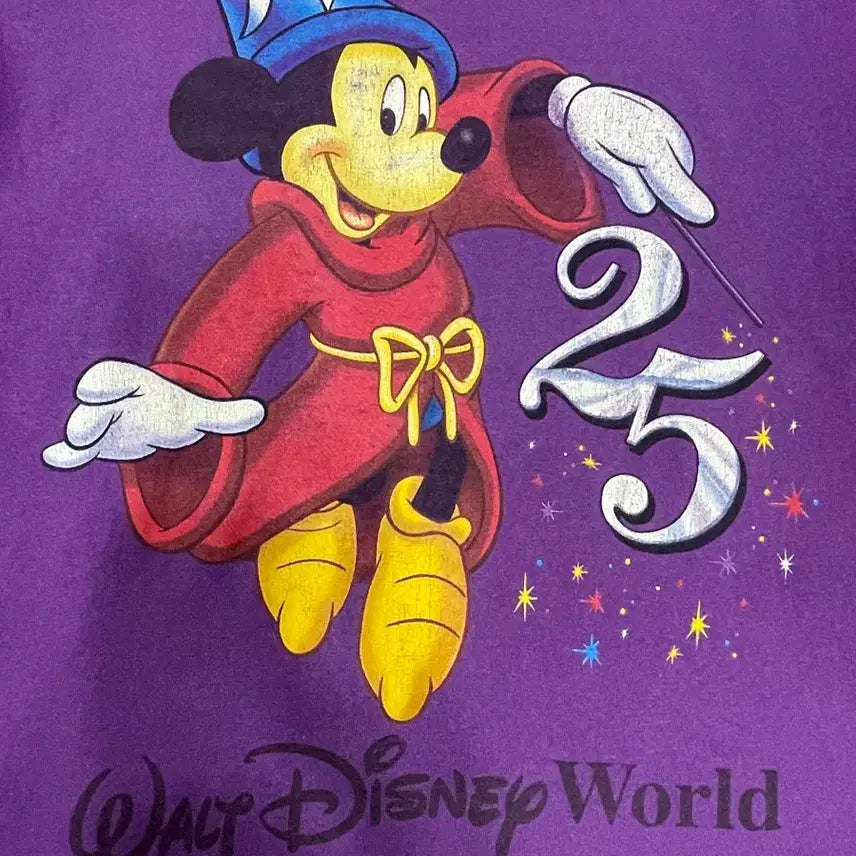 [BUNJANG] 90s Disney Mickey Mouse 25th Anniversary Wizard Short Sleeve T-Shirt / 90s 미키 25주년 마법사 반팔 티셔츠