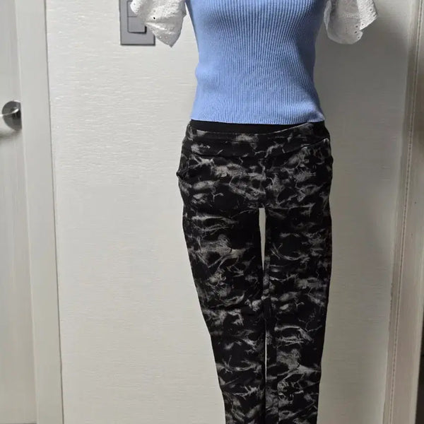 [BUNJANG] Unique Pattern Stretch Pants Black / 새상품  스판. 독특한. 패던  블랙 바지