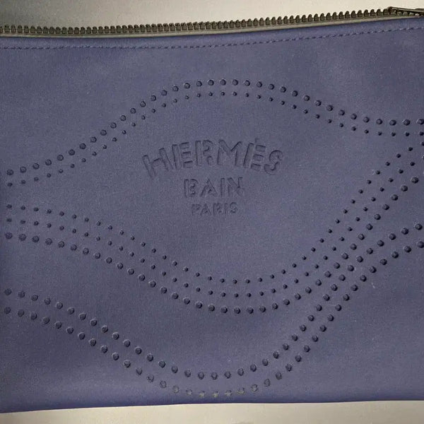 [BUNJANG] Hermès Neobain Waves Flat Case MM Navy Polyamide/Elastane Pouch / 에르메스 네오베인 웨이브 플랫 케이스 MM