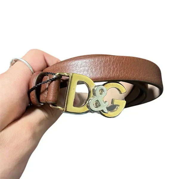 [BUNJANG] Dolce & Gabbana D&G Logo Buckle Belt Brown / 돌체앤가바나 D&G 로고 버클 벨트 브라운