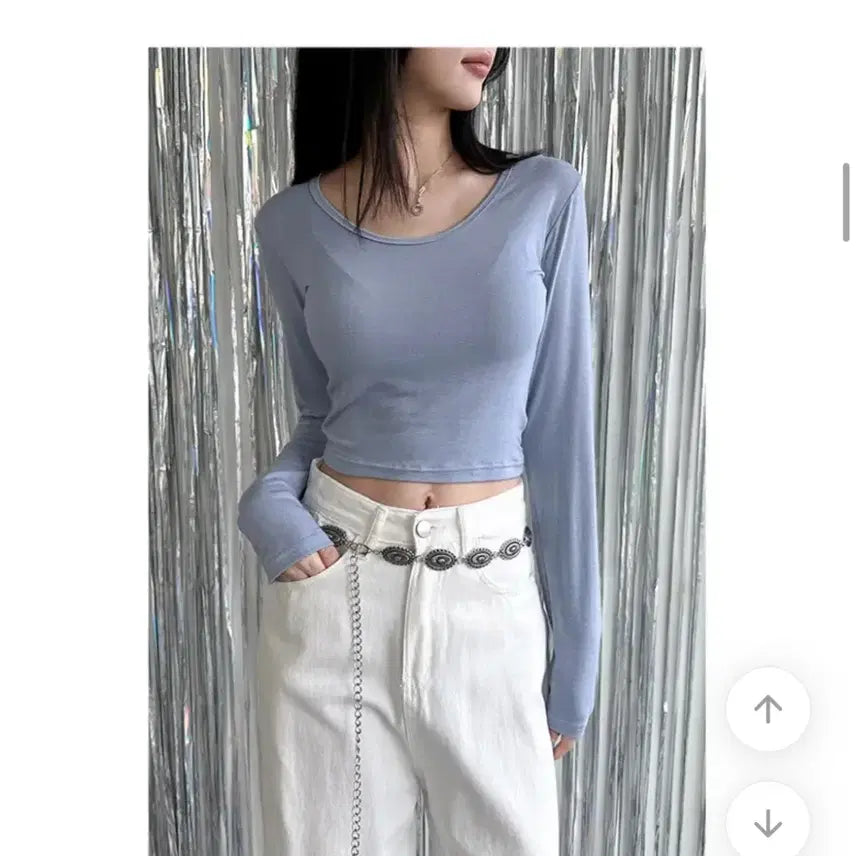 [BUNJANG] Ablie Cropped Ribbed Knit Top - Sky Blue / 에이블리 쫀쫀 소라 크롭티