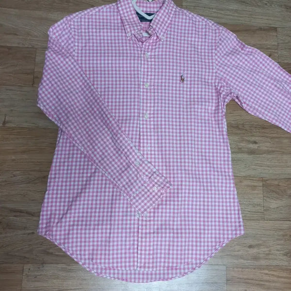 [BUNJANG] Polo Ralph Lauren Gingham Check Oxford Shirt Pink M / 폴로 랄프로렌 깅엄 체크 셔츠 핑크M