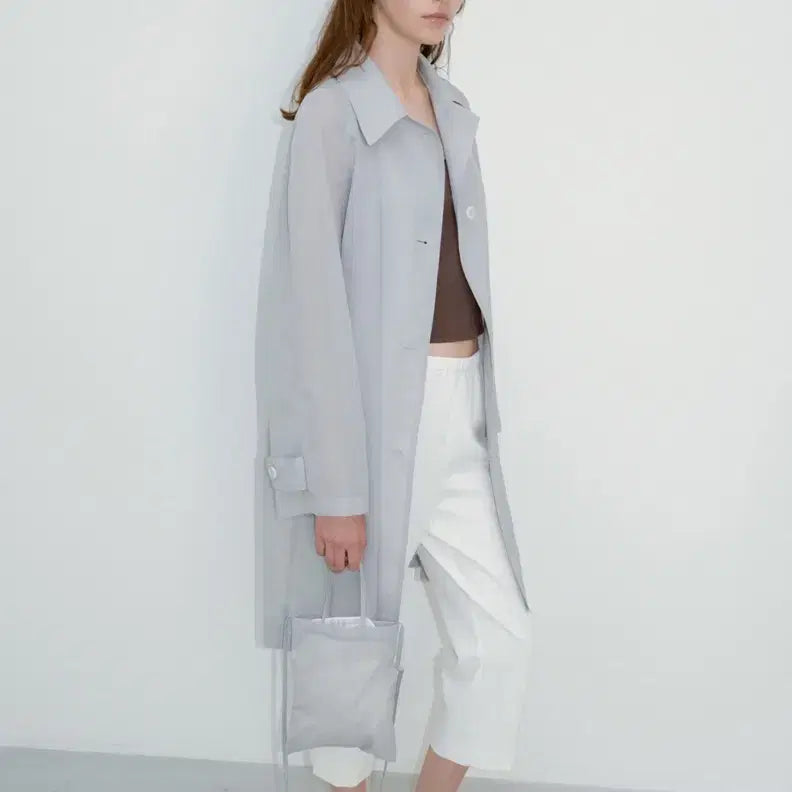 [BUNJANG] Ribbonbit Cael Sheer Coat - Gray (New) / (새상품) 리본빛 Cael Sheer Coat - Gray