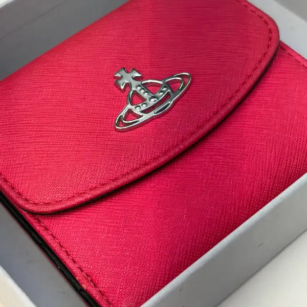 [BUNJANG] Vivienne Westwood Pink Leather Bifold Wallet Card Holder / 택포)비비안웨스트우드 핑크 지갑 반지갑 비비안 카드지갑