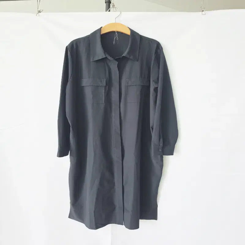 [BUNJANG] Jin Navy Black Boxy Shirt Dress / 진네이비 블랙 박시 셔츠원피스 F