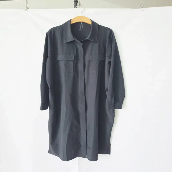 [BUNJANG] Jin Navy Black Boxy Shirt Dress / 진네이비 블랙 박시 셔츠원피스 F