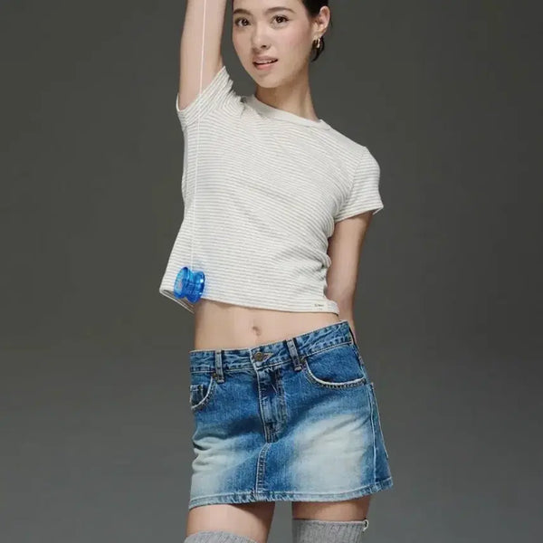 [BUNJANG] GLOWNY G CREW NECK TEE (STRIPE) M / 글로니 G CREW NECK TEE (STRIPE) M 반팔티셔츠