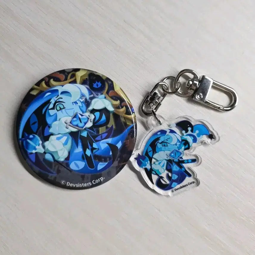 [BUNJANG] Cookie Run Kingdom Shadow Milk Cookie Acrylic Keyring and Badge Set / 쿠키런 킹덤 쿠킹덤 쉐도우밀크 쿠키 쉐밀 마플샵 키링 뱃지 판매