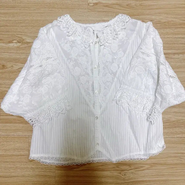 [BUNJANG] Vintage White Lace Blouse / 빈티지 화이트 레이스 블라우스