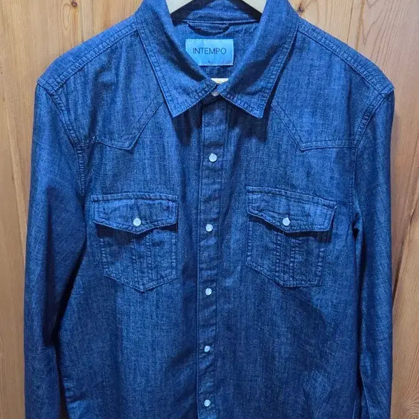 [BUNJANG] In Tempo Mood Rodeo Western Denim Shirt Navy / 인템포 데님 셔츠 네이비