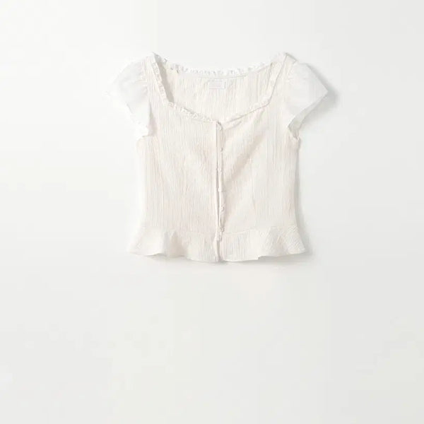 [BUNJANG] Lebane Pearl Crinkled Blouse (Cream) / 르베인 Lebane Pearl Crinkled Blouse (Cream)
