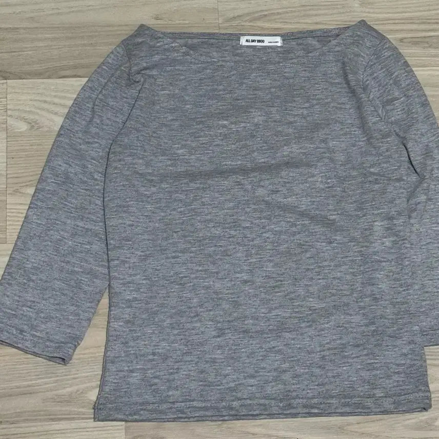 [BUNJANG] Boatneck 7-Sleeve Roundneck Long-Sleeve T-Shirt / 보트넥 7부 그레이 라운드넥 긴팔 티셔츠