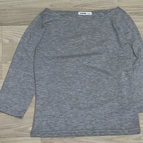 [BUNJANG] Boatneck 7-Sleeve Roundneck Long-Sleeve T-Shirt / 보트넥 7부 그레이 라운드넥 긴팔 티셔츠