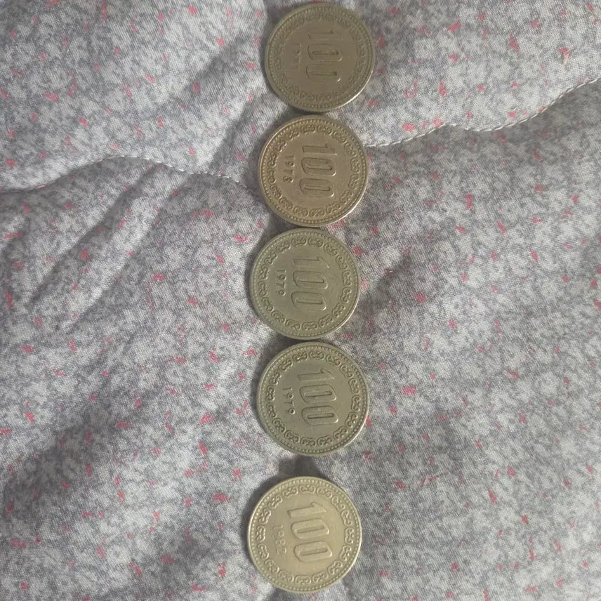 [BUNJANG] South Korean 100 Won Coins (1971, 1973, 1979, 1982) / 100원 동전 5개 (1971년, 1973년, 1979년, 1982년)