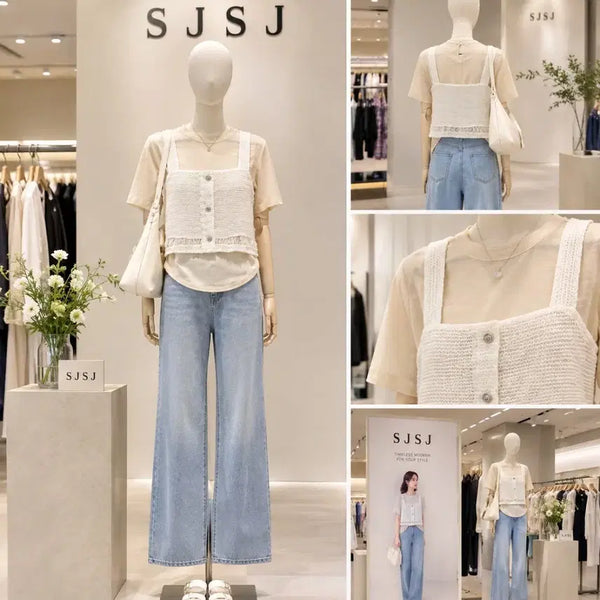 [BUNJANG] SJSJ Layered Bustier Set Blouse / 무배) SJSJ 뷔스티에 세트 블라우스