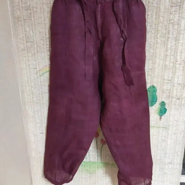 [BUNJANG] Burgundy Linen Wide Pants / 마 버건디 와이드 팬츠