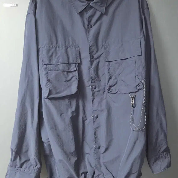 [BUNJANG] Musinsa Standard City Leisure Ripstop Cargo Shirt Navy M / 무신사 스탠다드 시티 레저 립스타 카고 셔츠 네이비  M