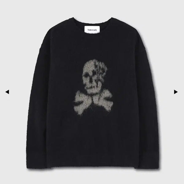 [BUNJANG] Tonywack Skull Knit Sweater Black / 토니웩 해골 니트 L