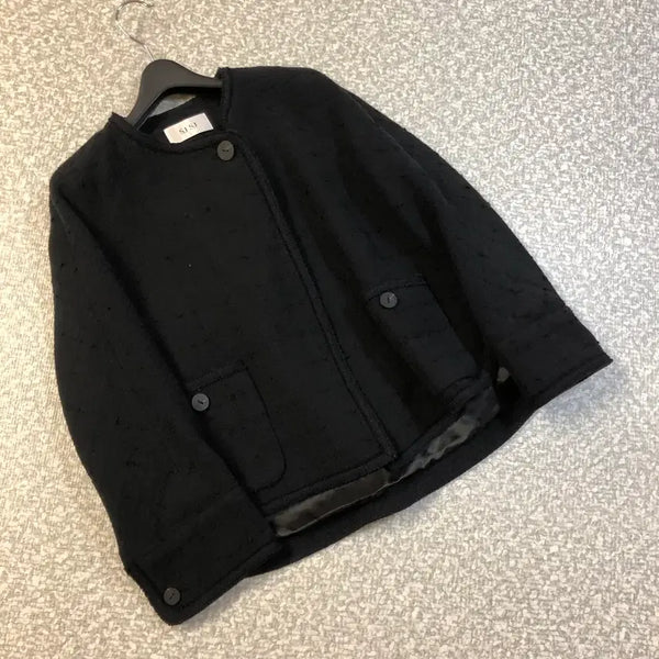 [BUNJANG] SJSJ 2021 Italian Tweed Round Neck Jacket / 한섬 SJSJ 21년 노카라 이태리 트위드 자켓 라운드 올드머니룩 하객룩