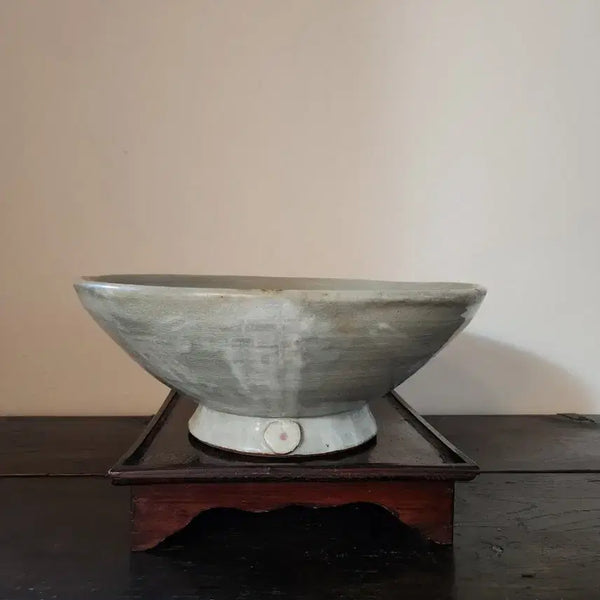 [BUNJANG] Han Yu-suk Celadon Large Oval Bowl (Dawon/Yeoncha) / 한유숙 작가 미사용 대형 분청 오브제 (다완/연차)