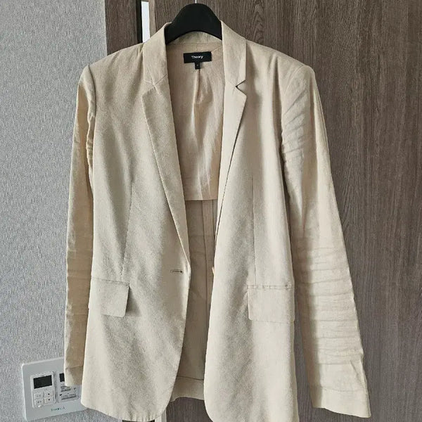 [BUNJANG] Theory Women's Linen Blazer Beige Size 0 / 띠어리 여성블레이저