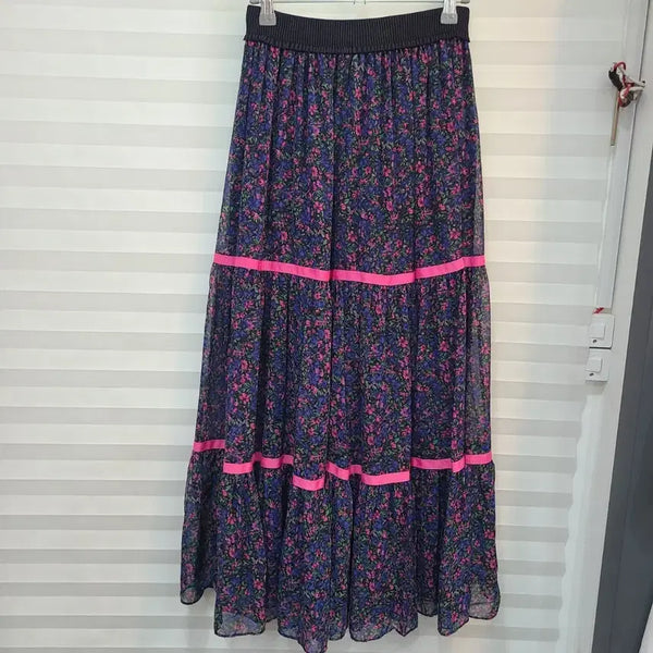 [BUNJANG] Chiffon Floral Long Skirt / 쉬폰 꽃치마