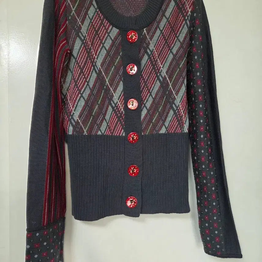 [BUNJANG] Kenzo Women's Wool Blend Mix Pattern Knit Cardigan / [정품/Made in Italy] 켄조(KENZO) 울혼방믹스패턴 니