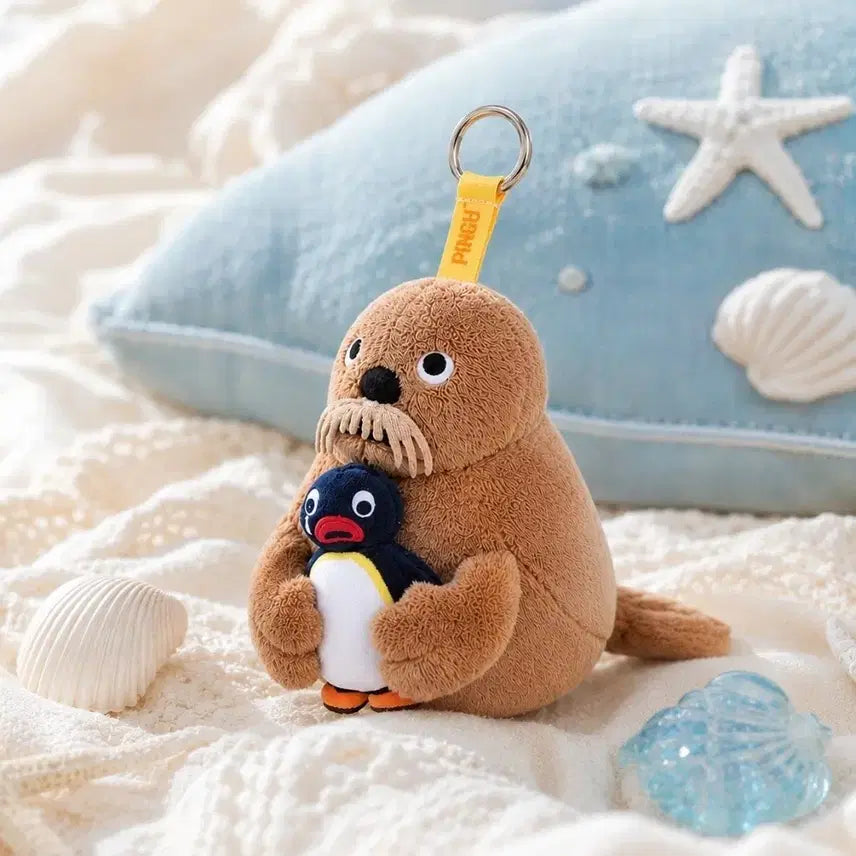 [BUNJANG] Pingu & Walrus Keychain Plush Doll / 핑구 바다코끼리 키링 인형