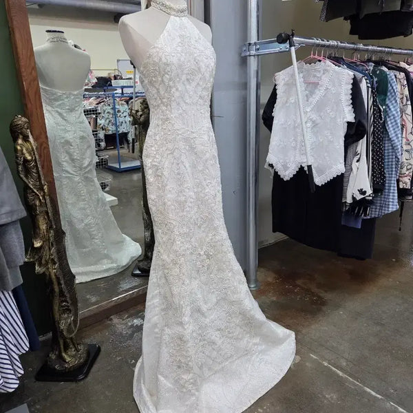[BUNJANG] Mermaid Halterneck Beaded Lace Dress / 머메이드 홀터넥 비즈 레이스 드레스