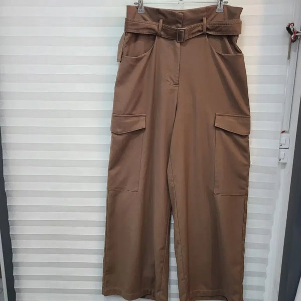 [BUNJANG] Brown Cargo Slacks with Belt Set / 카고 슬랙스