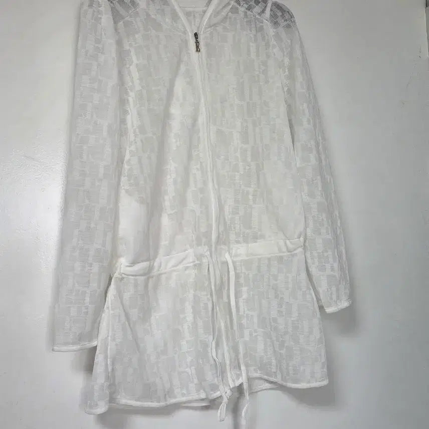 [BUNJANG] ELLE Women's See-Through Long Hooded Zip-Up Cover-Up / [정품] 엘르(ELLE) 시스루 롱 후드 집업