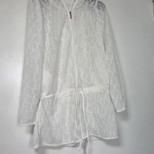 [BUNJANG] ELLE Women's See-Through Long Hooded Zip-Up Cover-Up / [정품] 엘르(ELLE) 시스루 롱 후드 집업