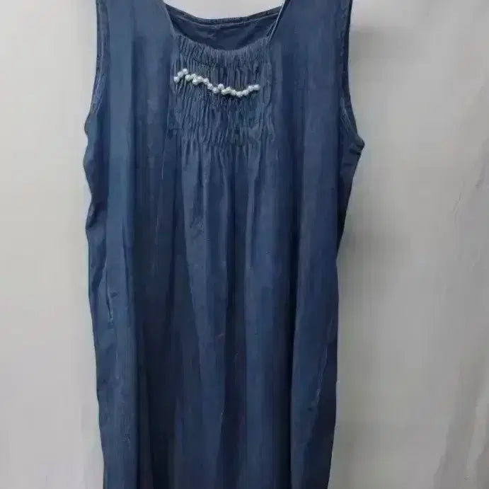[BUNJANG] Denim Shirring Sleeveless Dress - Size M / 청 데님 셔링 민소매 원피스 M