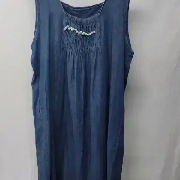 [BUNJANG] Denim Shirring Sleeveless Dress - Size M / 청 데님 셔링 민소매 원피스 M