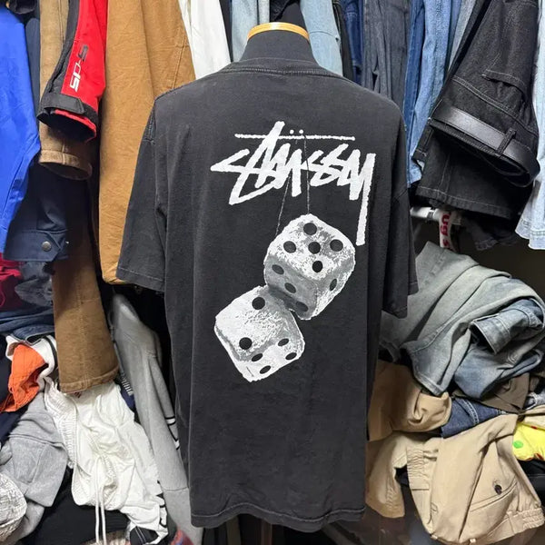 [BUNJANG] Stussy Fuzzy Dice Black Short Sleeve T-Shirt XL / [XL] 스투시 퍼지 다이스 블랙 반팔티셔츠