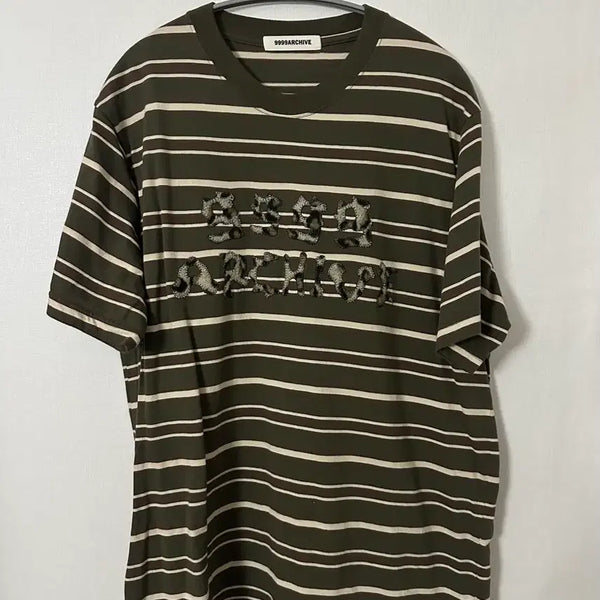 [BUNJANG] 9999Archive Grunge Bone Logo Stripe T-Shirt Size 2 / 9999아카이브 반발 티셔츠 2사이즈