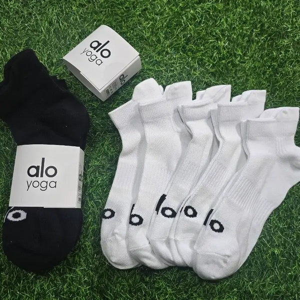 [BUNJANG] Alo Yoga 5-Pair Sock Set Black/White / 알로요가 양말 5켤레 세트 블랙/화이트