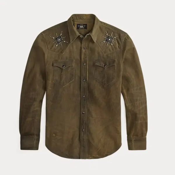 [BUNJANG] RRL Slim Fit Studded Denim Western Shirt - L / 더블알엘 슬림핏 스터드 데님 웨스턴 셔츠   L      RRL