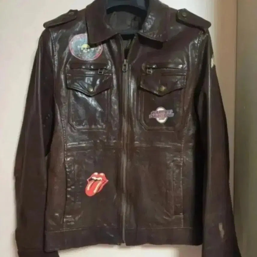 [BUNJANG] Harley-Davidson Rolling Stones Patch Leather Jacket / 할리데이비슨 롤링스톤즈 패치 양가죽자켓