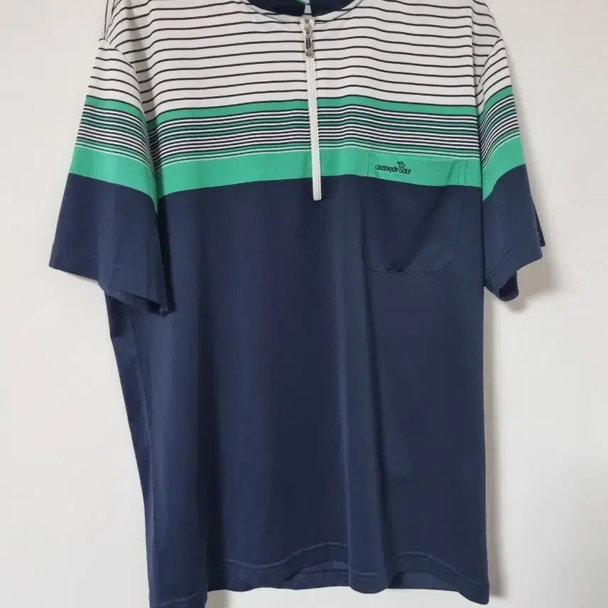 [BUNJANG] GreenJoy Golf Men's Striped Short-Sleeve Polo Shirt Navy / 그린조이 골프 남성 반팔 카라티 네이비95