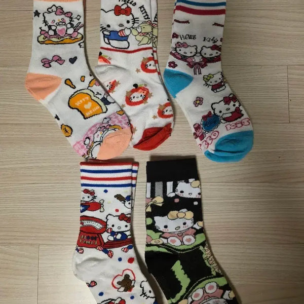 [BUNJANG] Hello Kitty 5-Pair Sock Set / 헬로키티 양말 5켤레 세트