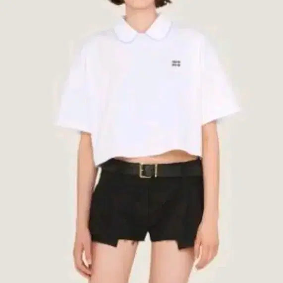 [BUNJANG] MIUMIU Cotton Women's Cropped T-Shirt / (정가 135만원대) 정품 MIUMIU 미우미우 코튼 여성 크롭탑 티셔츠