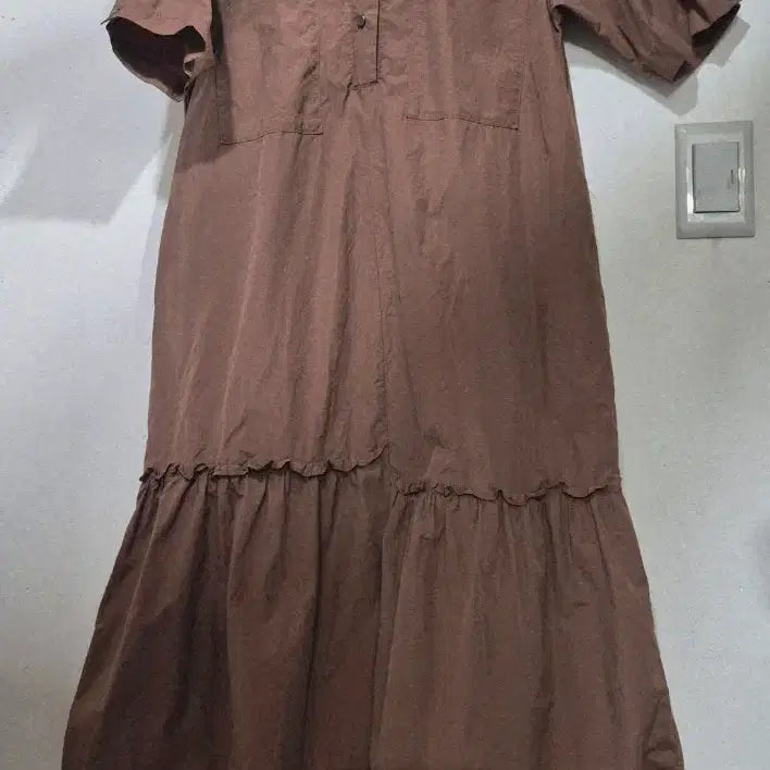 [BUNJANG] Olive des Olive Brown Crinkle Long Dress / 올리브데올리브 바스락 원피스 브라운