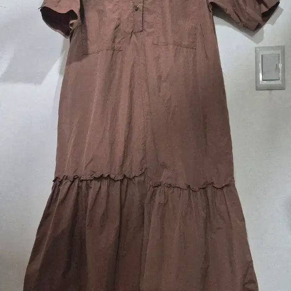 [BUNJANG] Olive des Olive Brown Crinkle Long Dress / 올리브데올리브 바스락 원피스 브라운