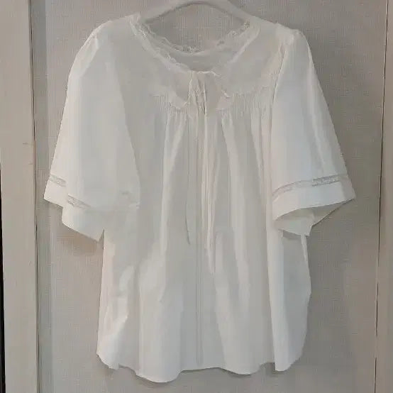 [BUNJANG] SJSJ White Lace Short Sleeve Blouse / 한섬 SJSJ  화이트 레이스 반팔 블라우스